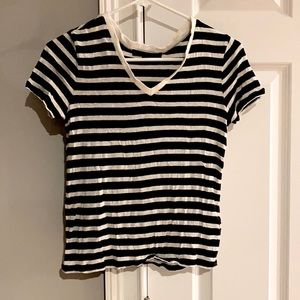 All Saints Striped V Neck Tee